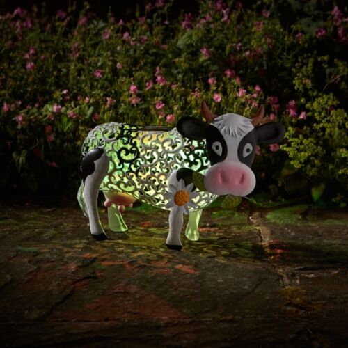 Changing Colour Solar Decorative Metal Cow