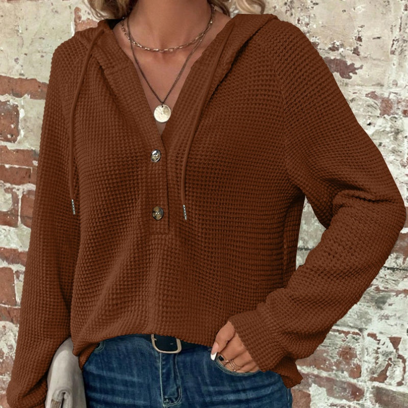 🎁✨Hot sale🔥Women’s Trendy Solid Color Hooded Long Sleeve Top