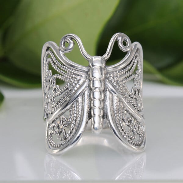 ๐ฅ๐ Handmade Vintage Butterfly Silver Ring