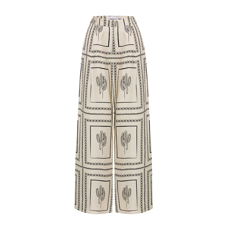 🎁Women's Geometric Print 2-Piece Set - Shirt and Wide Leg Pants