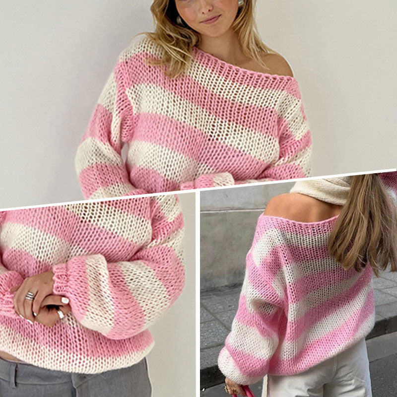 🍂Women's Casual Loose Striped Oversized Sweater