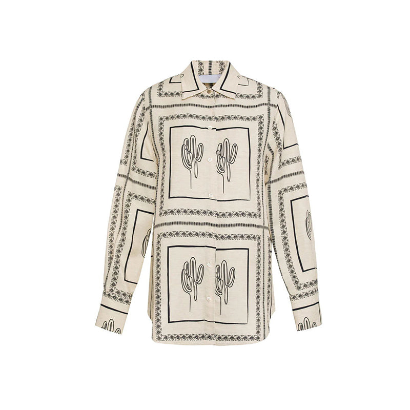 🎁Women's Geometric Print 2-Piece Set - Shirt and Wide Leg Pants