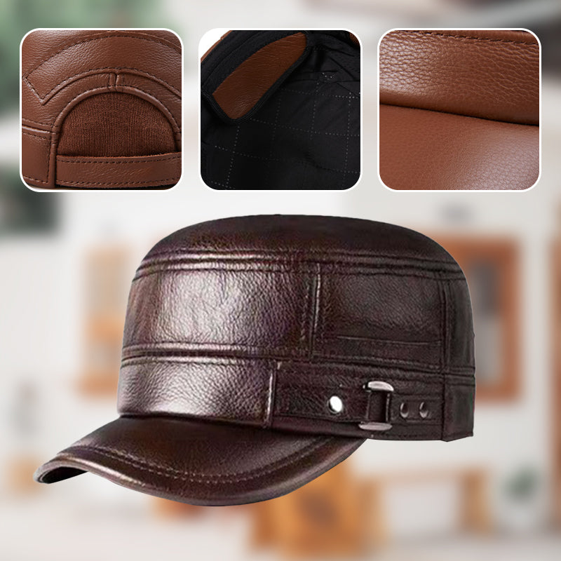 🔥🔥PU Leather Flat Top Warm Baseball Cap