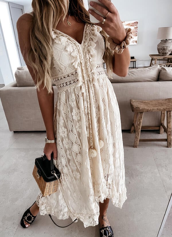 💕V-Neck Lace-Up Strappy Dress💕