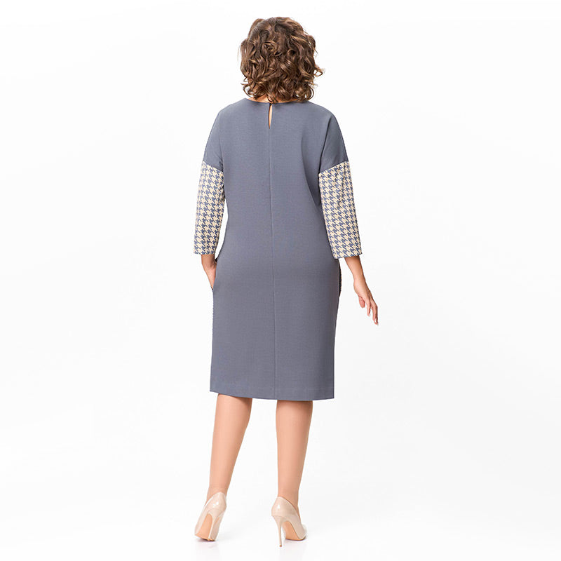 💖Women's Long Sleeve Houndstooth Patchwork Dress