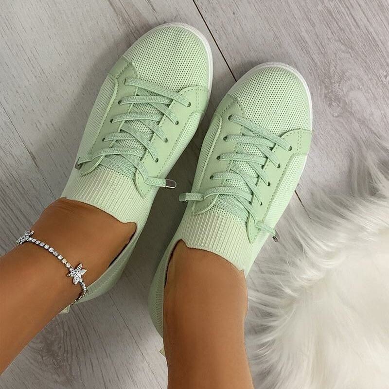 Casual Flat Heel Lace-up Canvas Sneakers