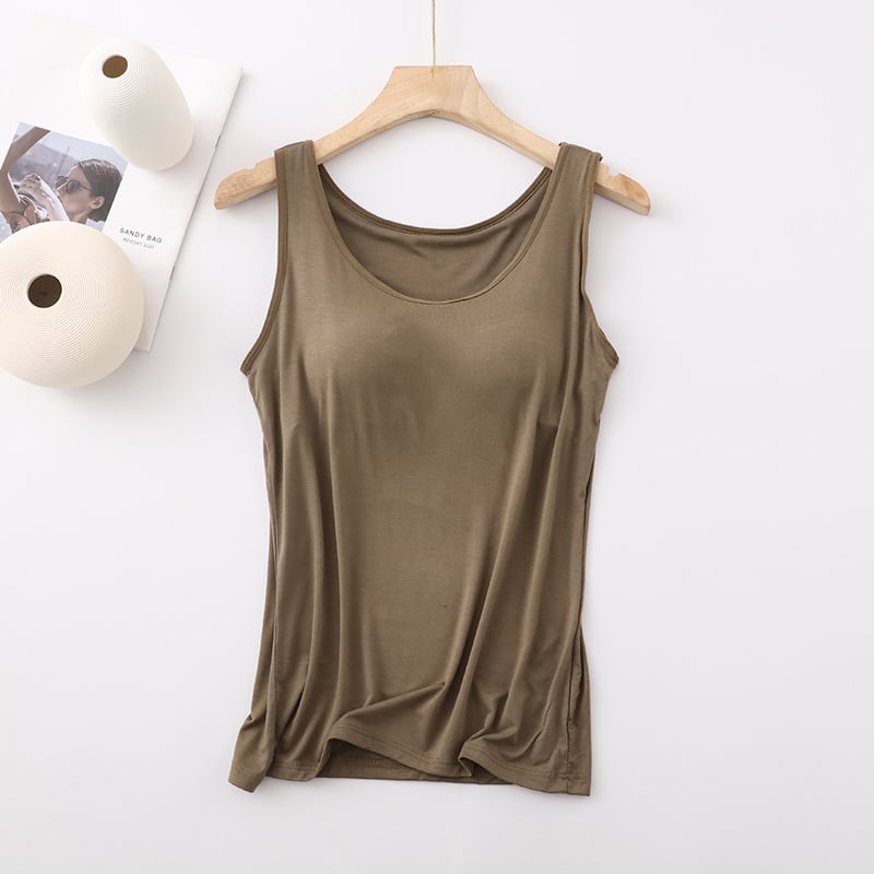 🎁Women's Classic Solid Colour Built-in Bra Tank Top🎉
