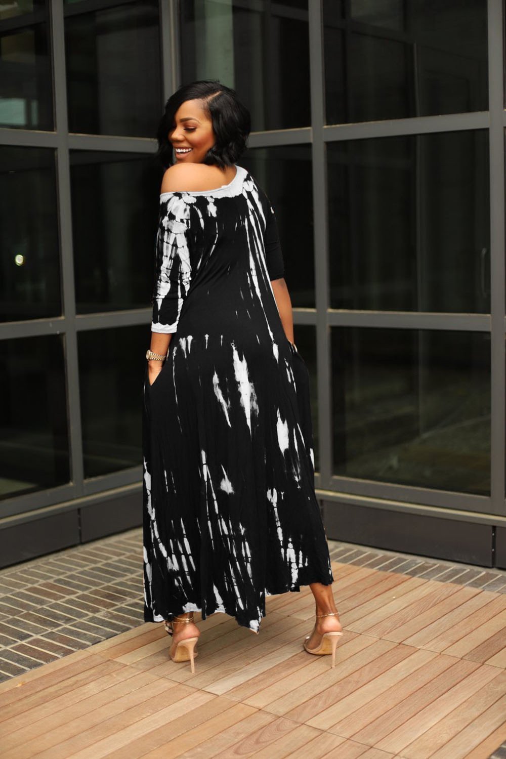 🔥💃Loose Graffiti Tie-Dye Pocket Midi Dress