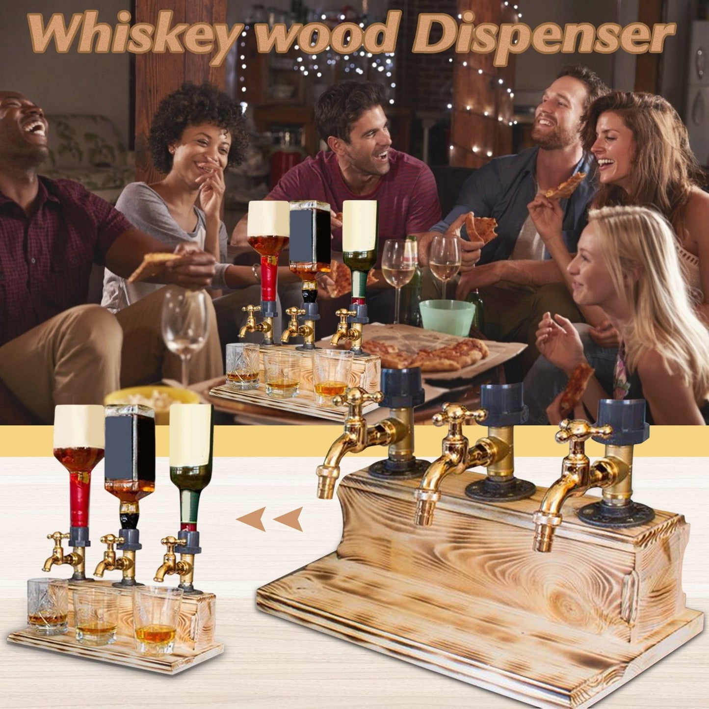 🍺Wooden Faucet Shape Liquor Alcohol Whiskey Drinks Dispenser