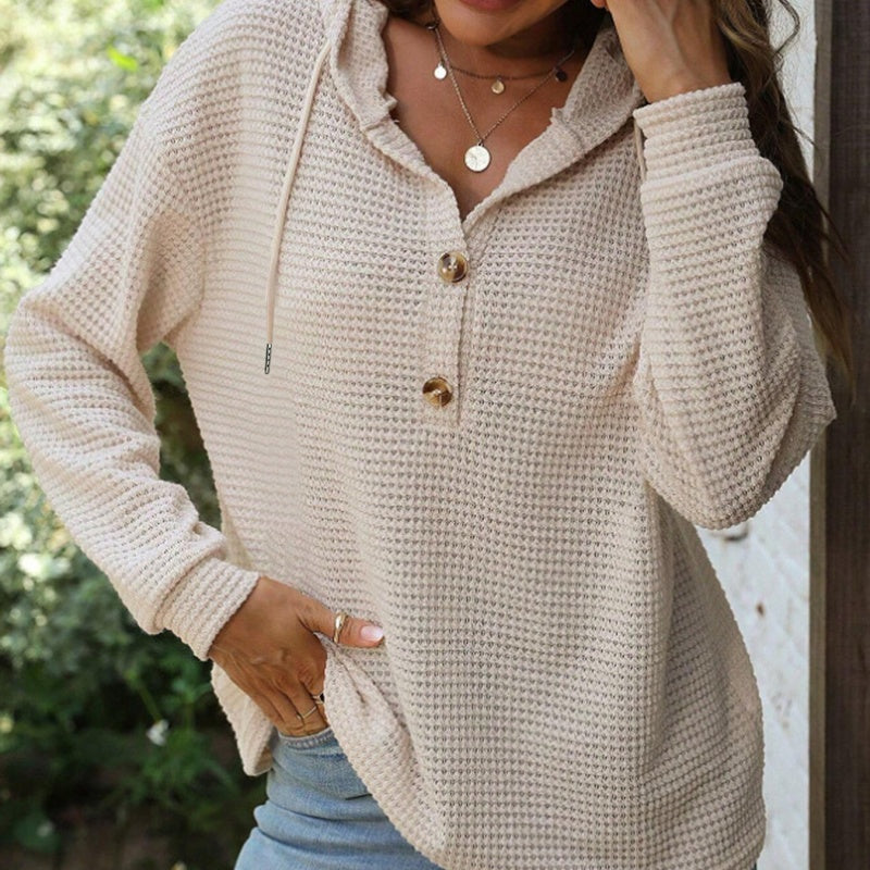 🎁✨Hot sale🔥Women’s Trendy Solid Color Hooded Long Sleeve Top