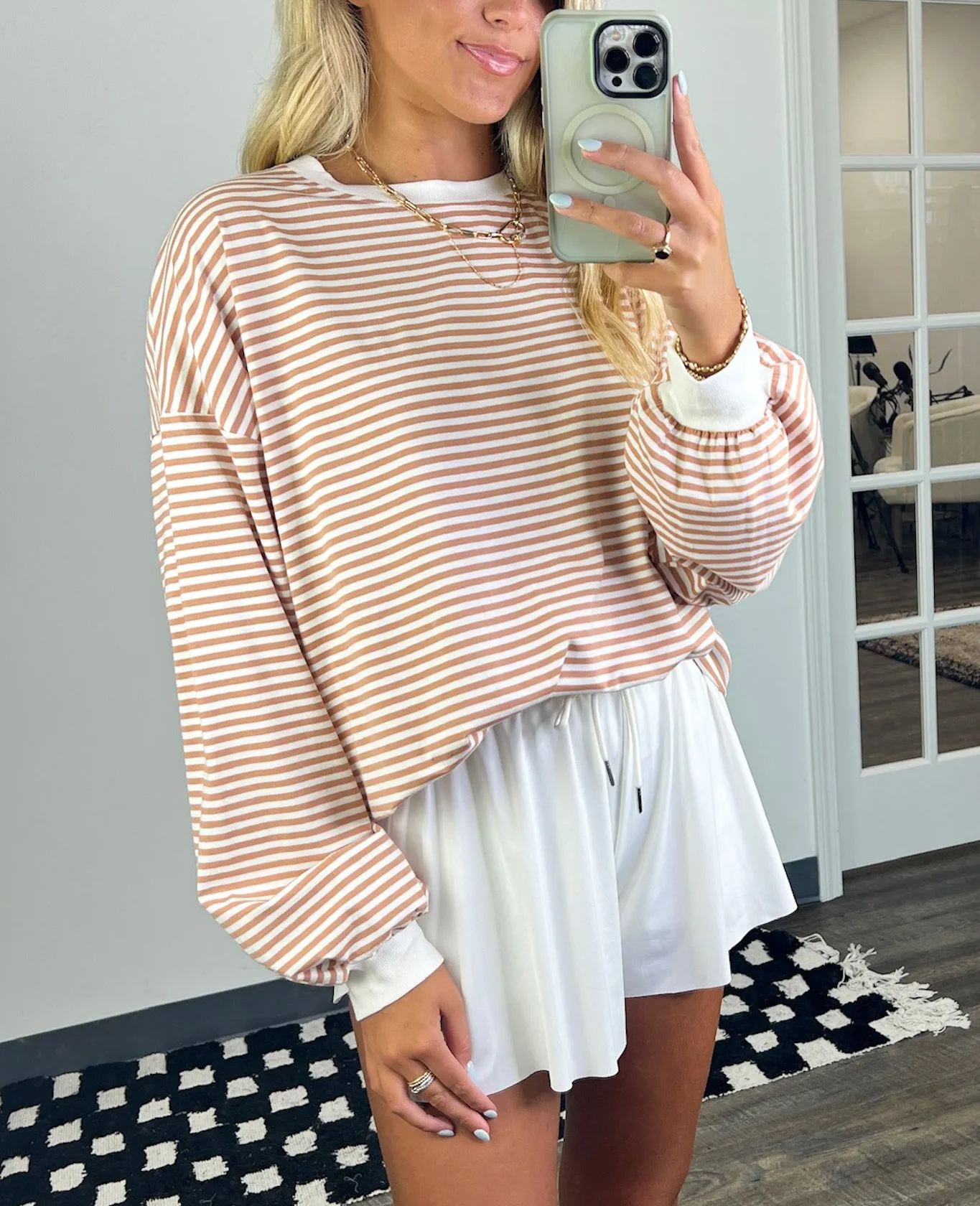 🌈Women's Casual Striped Crewneck Oversized Pullover