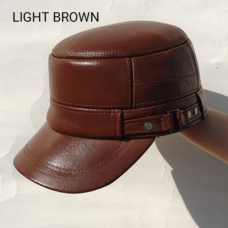 🔥🔥PU Leather Flat Top Warm Baseball Cap