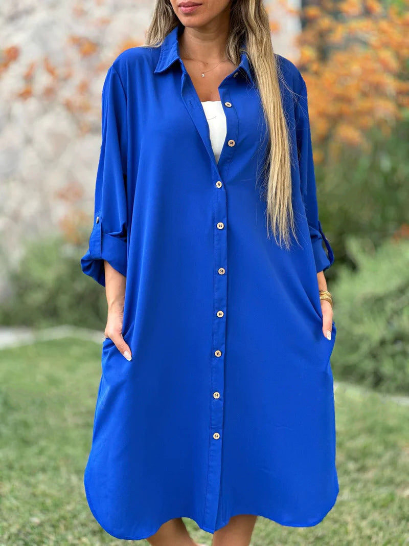 🔥Women's Casual Lapel Solid Color Shirt Coat