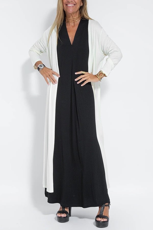 Elegant Is Eternal Knit Solid Color Sleeveless Slit Maxi Dress & Slit Drape Cardigan