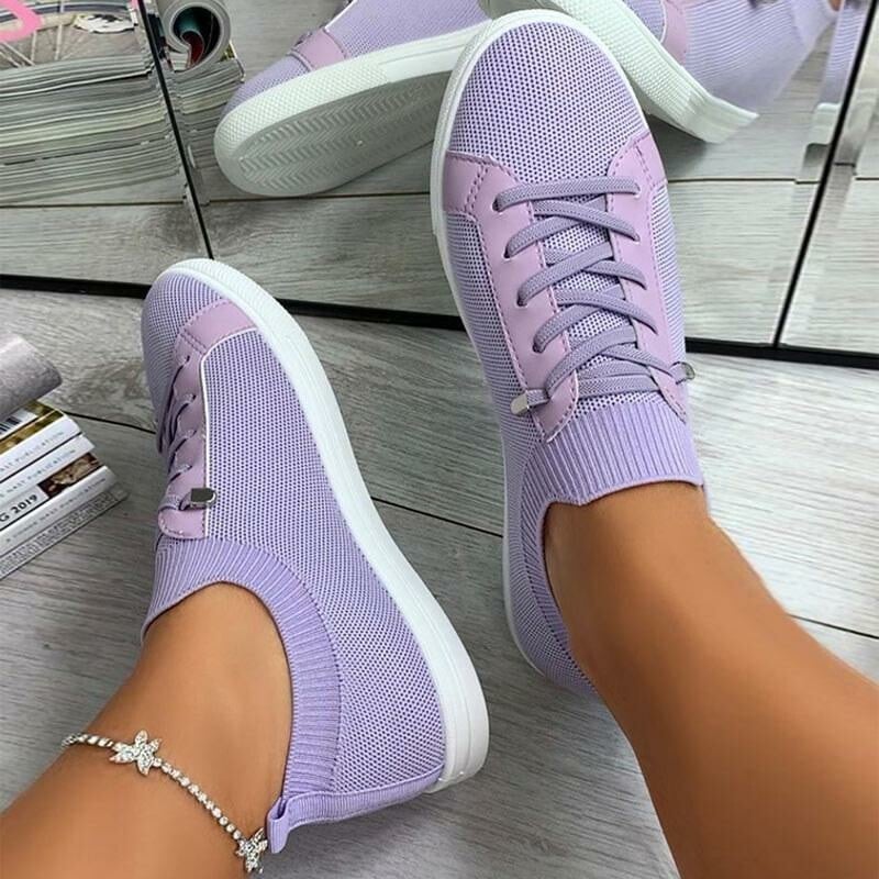 Casual Flat Heel Lace-up Canvas Sneakers