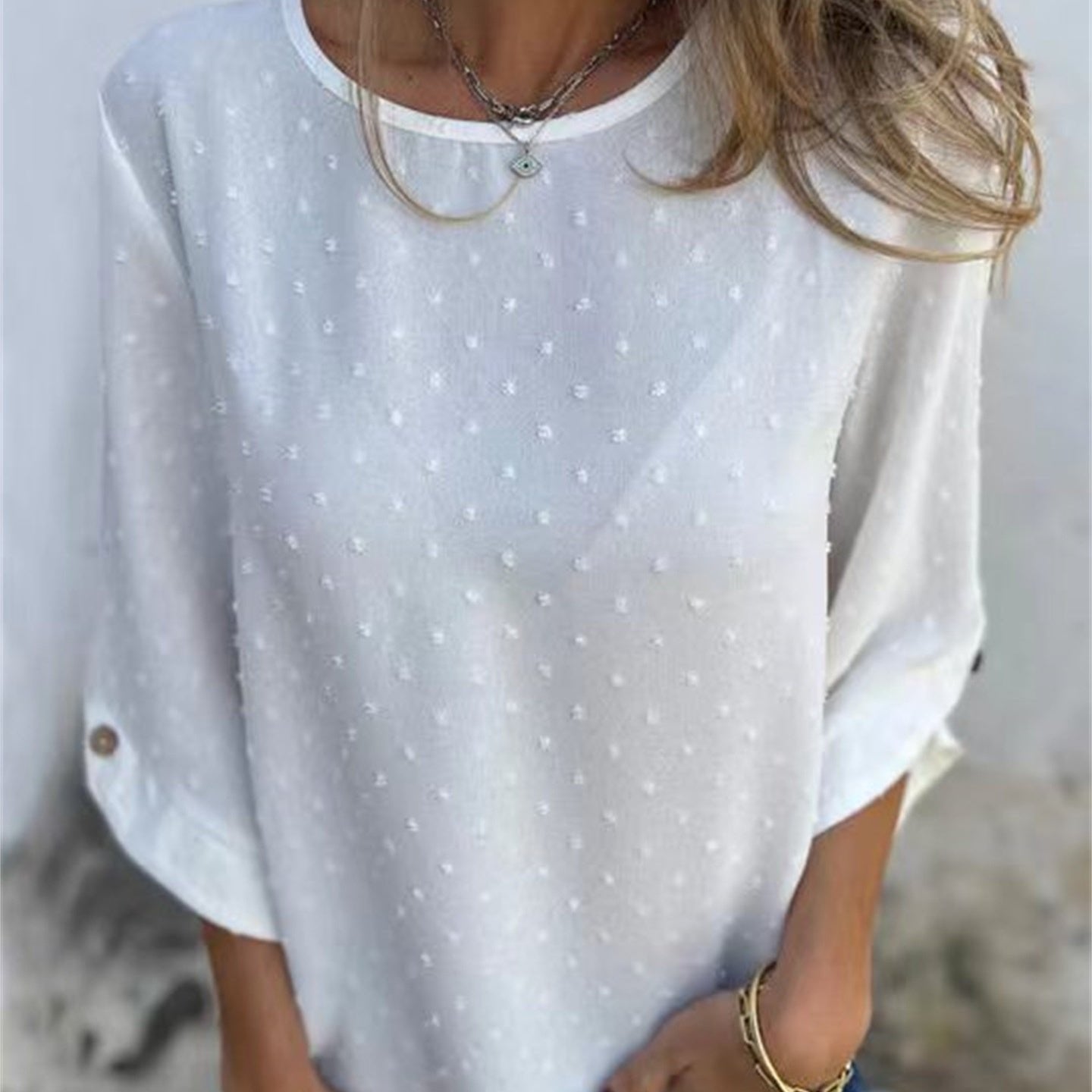 👚Women's Casual Round Neck Jacquard Top