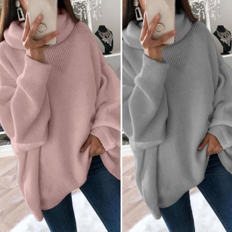 🔥Women’s Oversized Turtleneck Solid Color Knit Sweater
