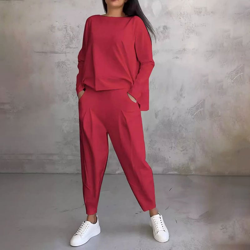 🌸Women's 2-piece set: long-sleeved round neck top + pants