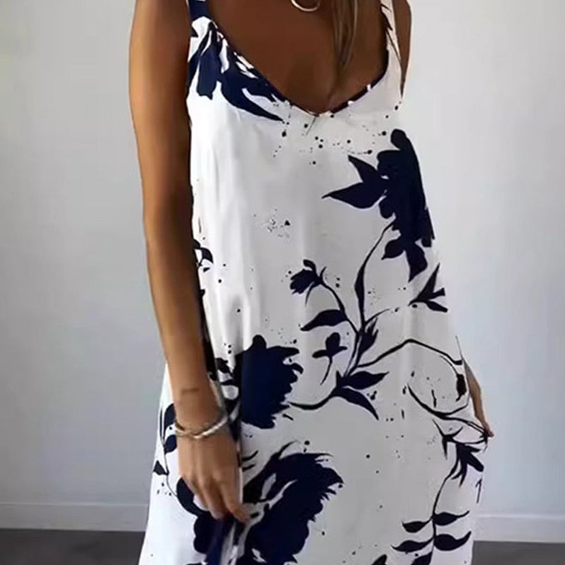 Cotton floral women's sleeveless dress