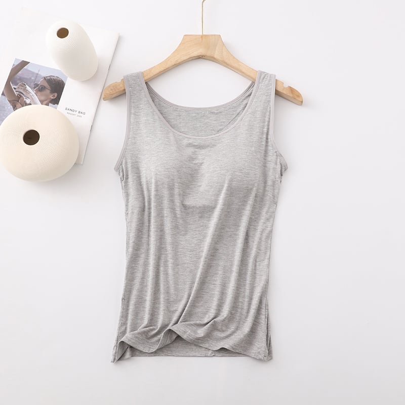 🎁Women's Classic Solid Colour Built-in Bra Tank Top🎉