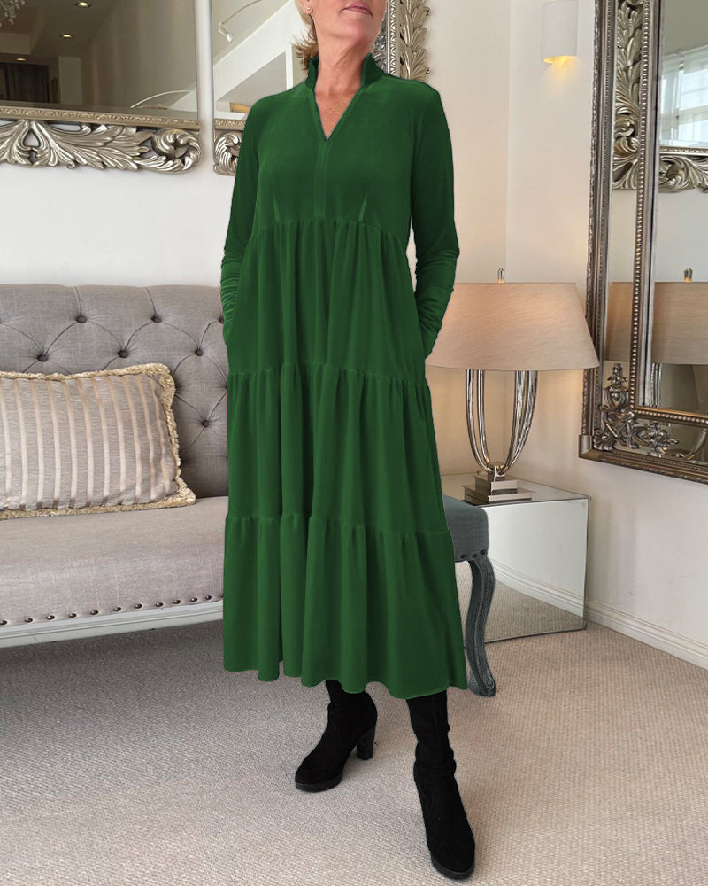 🔥V-neck patchwork dress