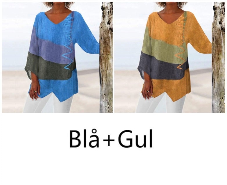 🔥Women's Elegant and Casual V-Neck Long Sleeve Art Print Top