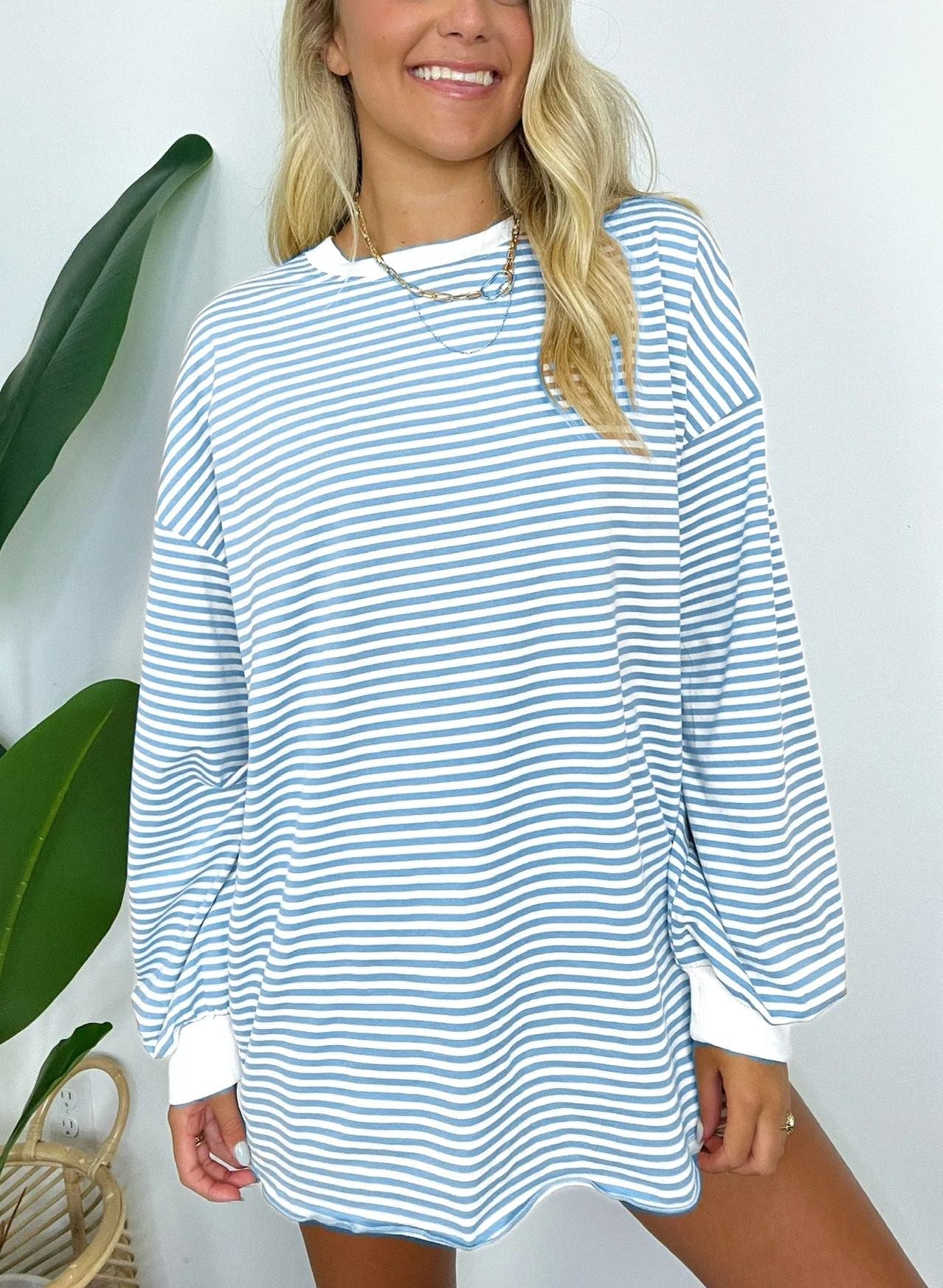 🌈Women's Casual Striped Crewneck Oversized Pullover