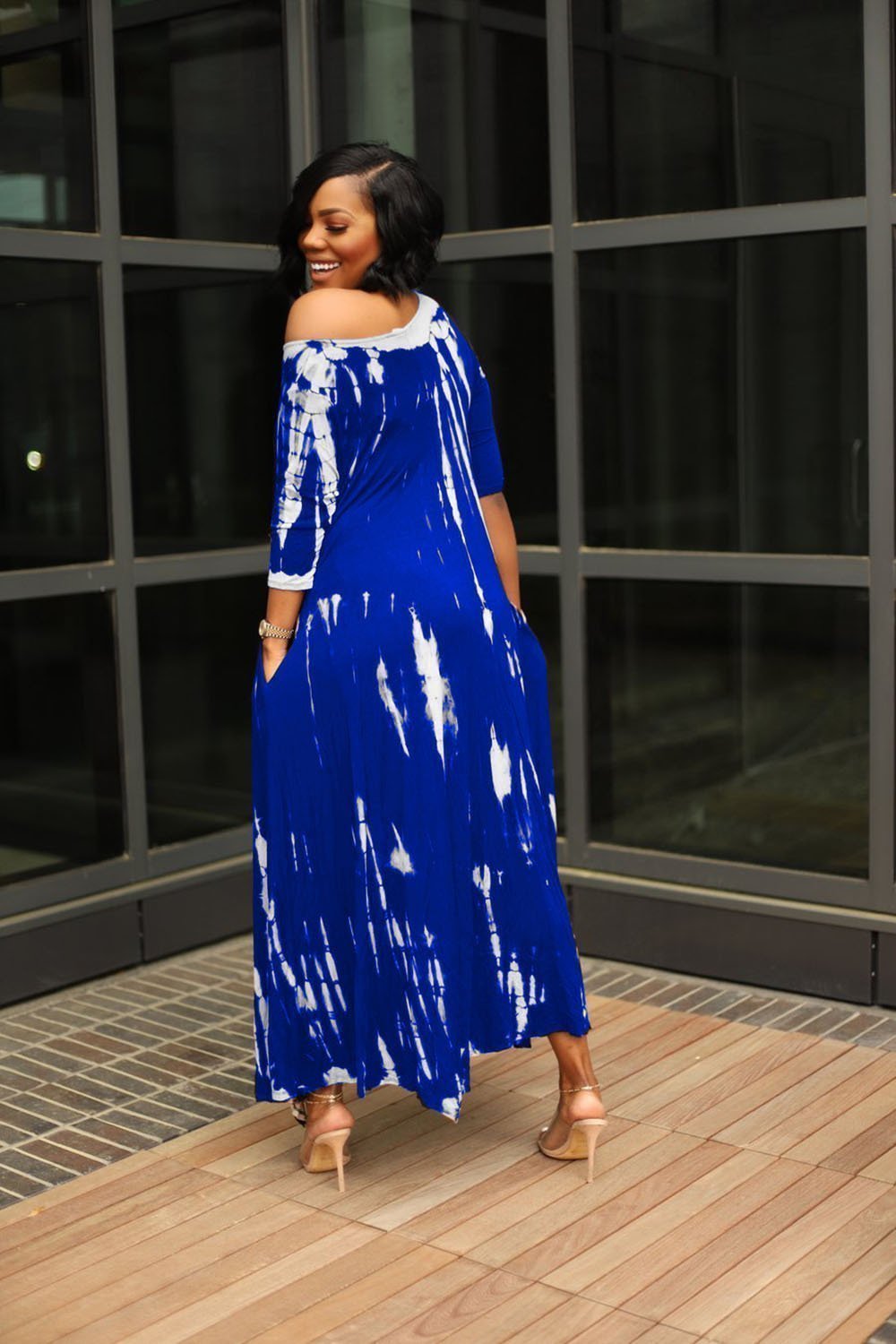 🔥💃Loose Graffiti Tie-Dye Pocket Midi Dress