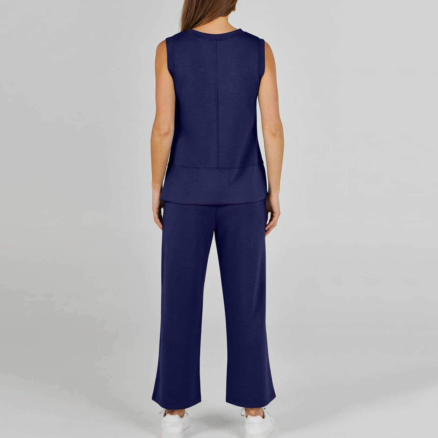 Casual Crew Neck Sleeveless Two Piece Suit