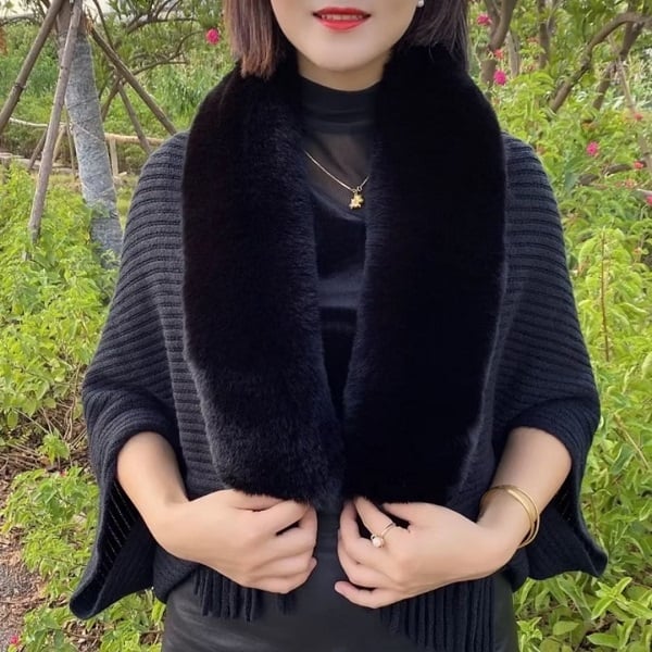 🔥Winter Knit Fringe Fur Collar Shawl