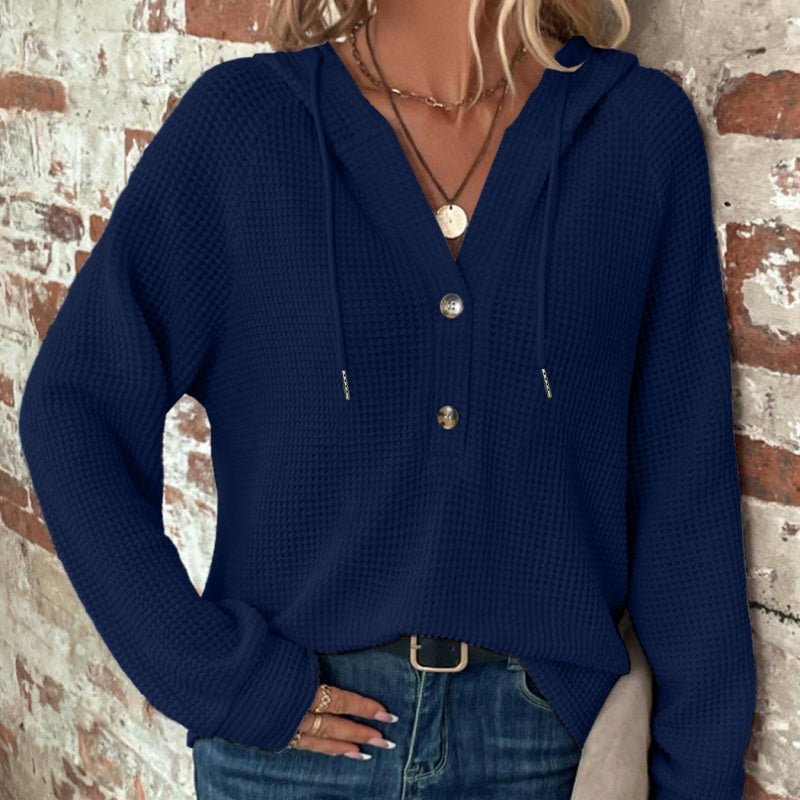 🎁✨Hot sale🔥Women’s Trendy Solid Color Hooded Long Sleeve Top