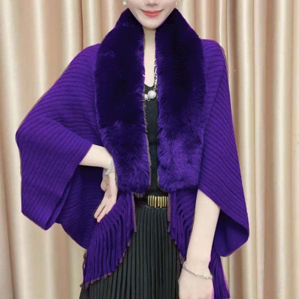 🔥Winter Knit Fringe Fur Collar Shawl