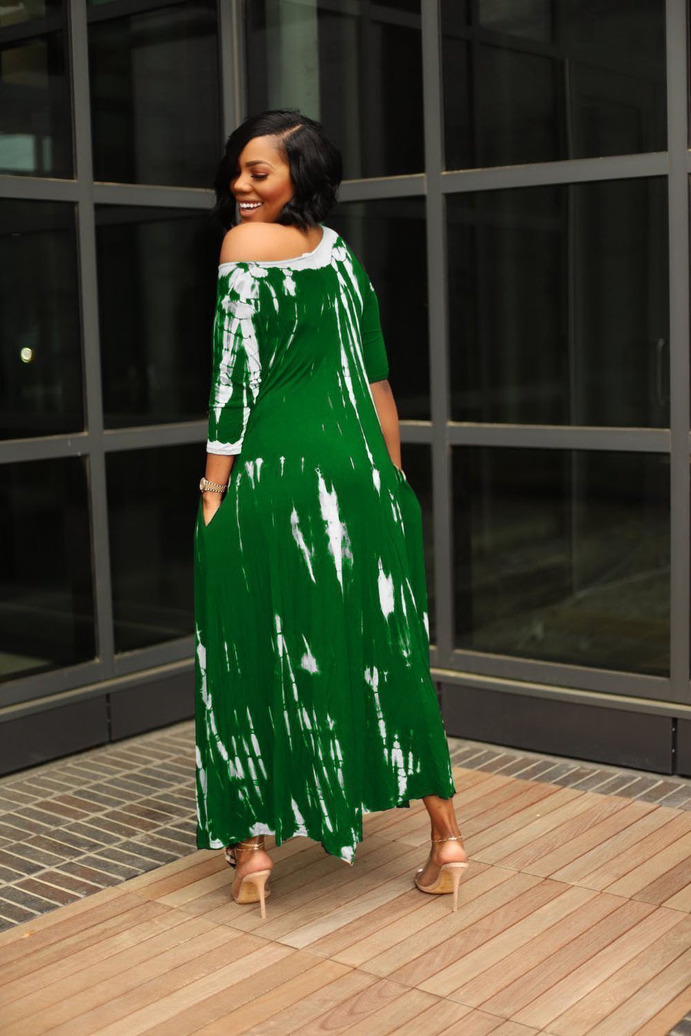 🔥💃Loose Graffiti Tie-Dye Pocket Midi Dress