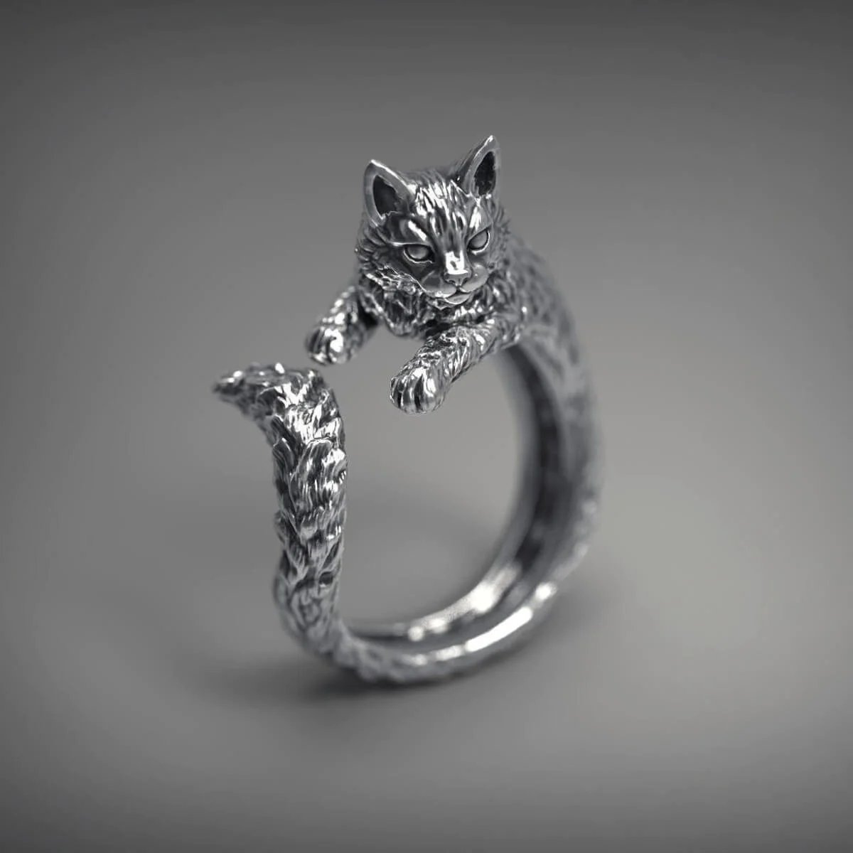 ADJUSTABLE HUGGING FELINE RING