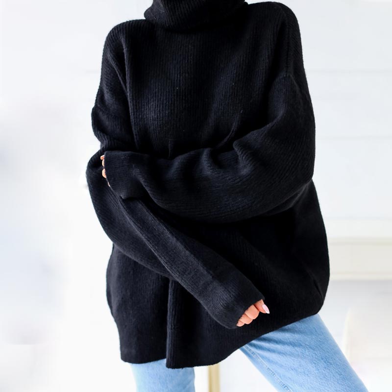 🔥Women’s Oversized Turtleneck Solid Color Knit Sweater