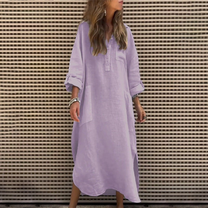 Elegant Irregular Solid Color Dress