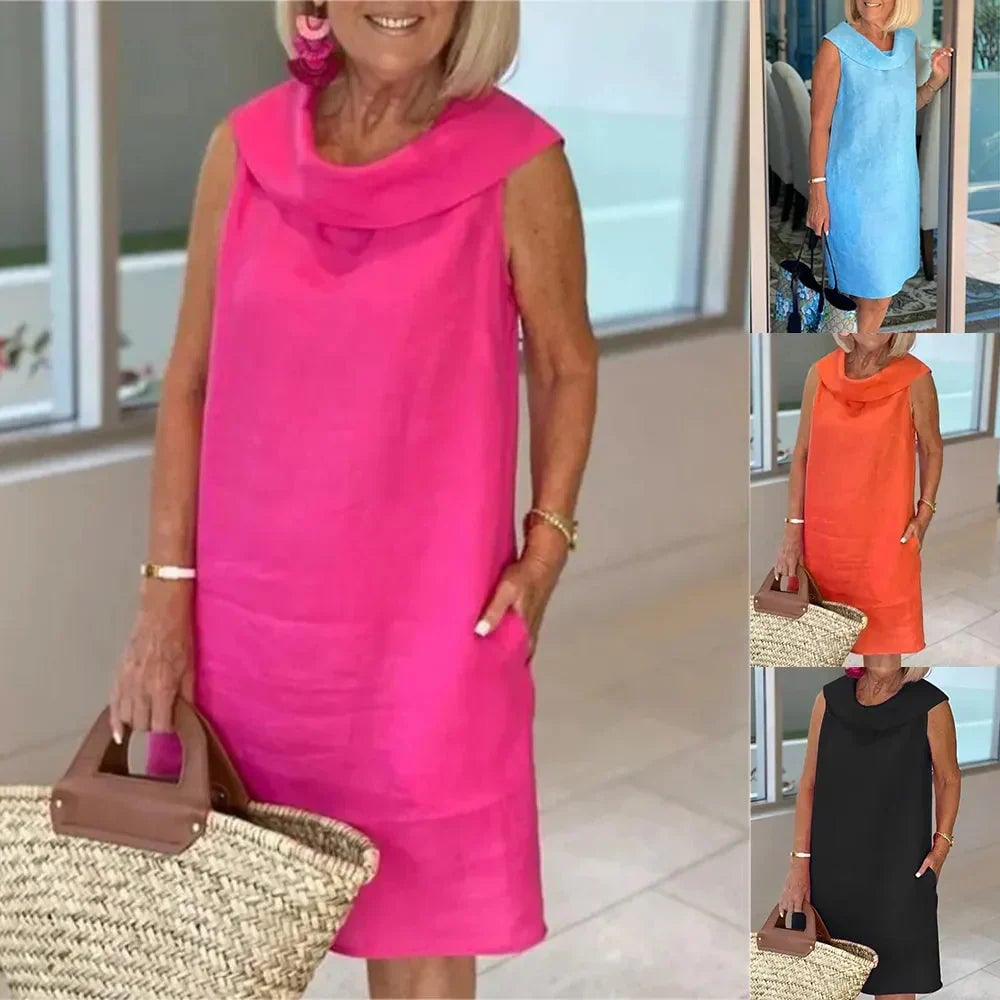 🌟🌟Natural Dutch style: cotton and linen plain sweater dress - simple and comfortable to wear, fresh and elegant!