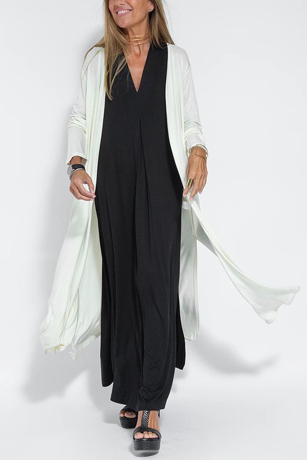 Elegant Is Eternal Knit Solid Color Sleeveless Slit Maxi Dress & Slit Drape Cardigan