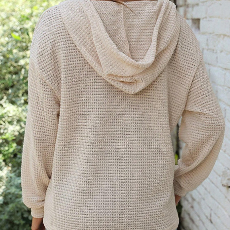 🎁✨Hot sale🔥Women’s Trendy Solid Color Hooded Long Sleeve Top