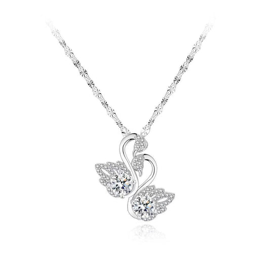 Double Swan Moissanite Pendant Necklace