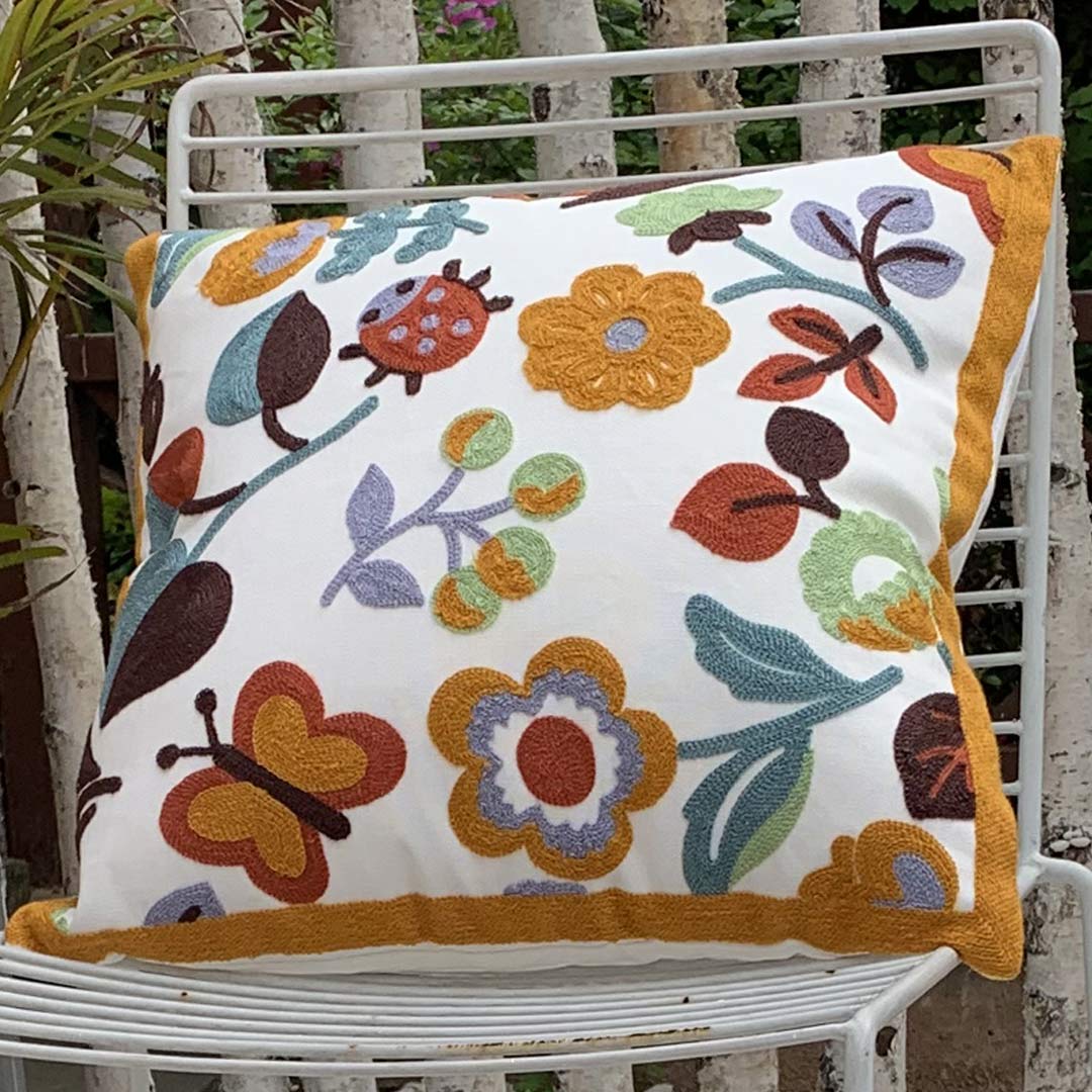Embroidery Flower/Bird Cushion Covers