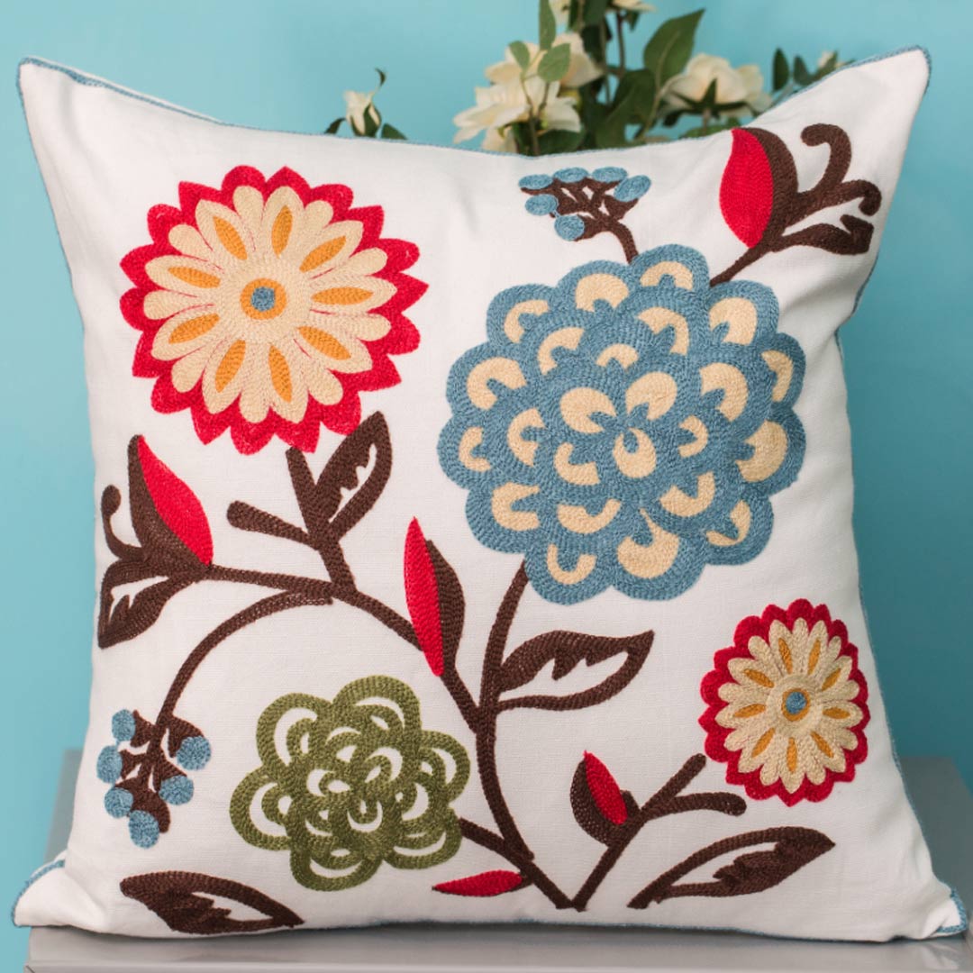 Embroidery Flower/Bird Cushion Covers