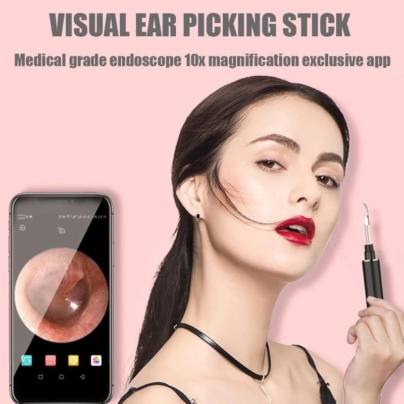 Clean Earwax - Wi -Fi Visible Wax Elimination Spoon,USB 1080P HD Load Otoscope