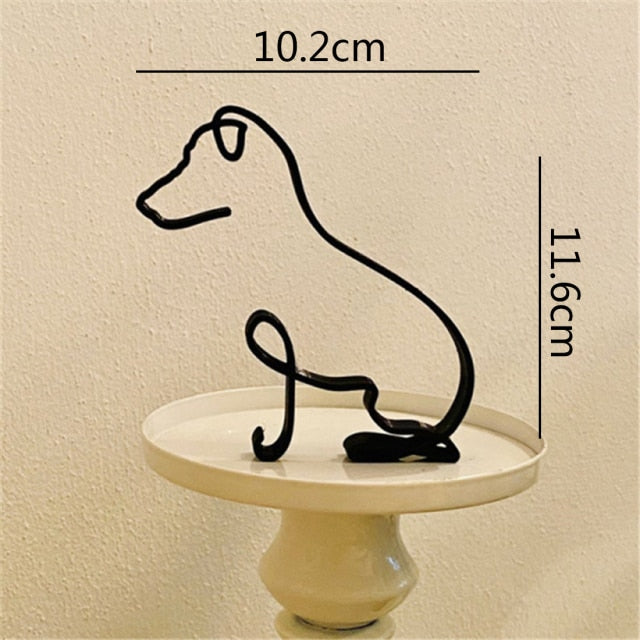 Dog & Cat Line Art Sculpture