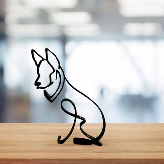 Dog & Cat Line Art Sculpture