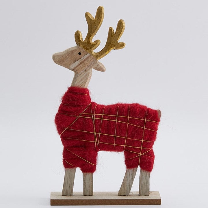 Christmas Home Decor Wool - Wood Felt Reindeer Elk Tree Decorations