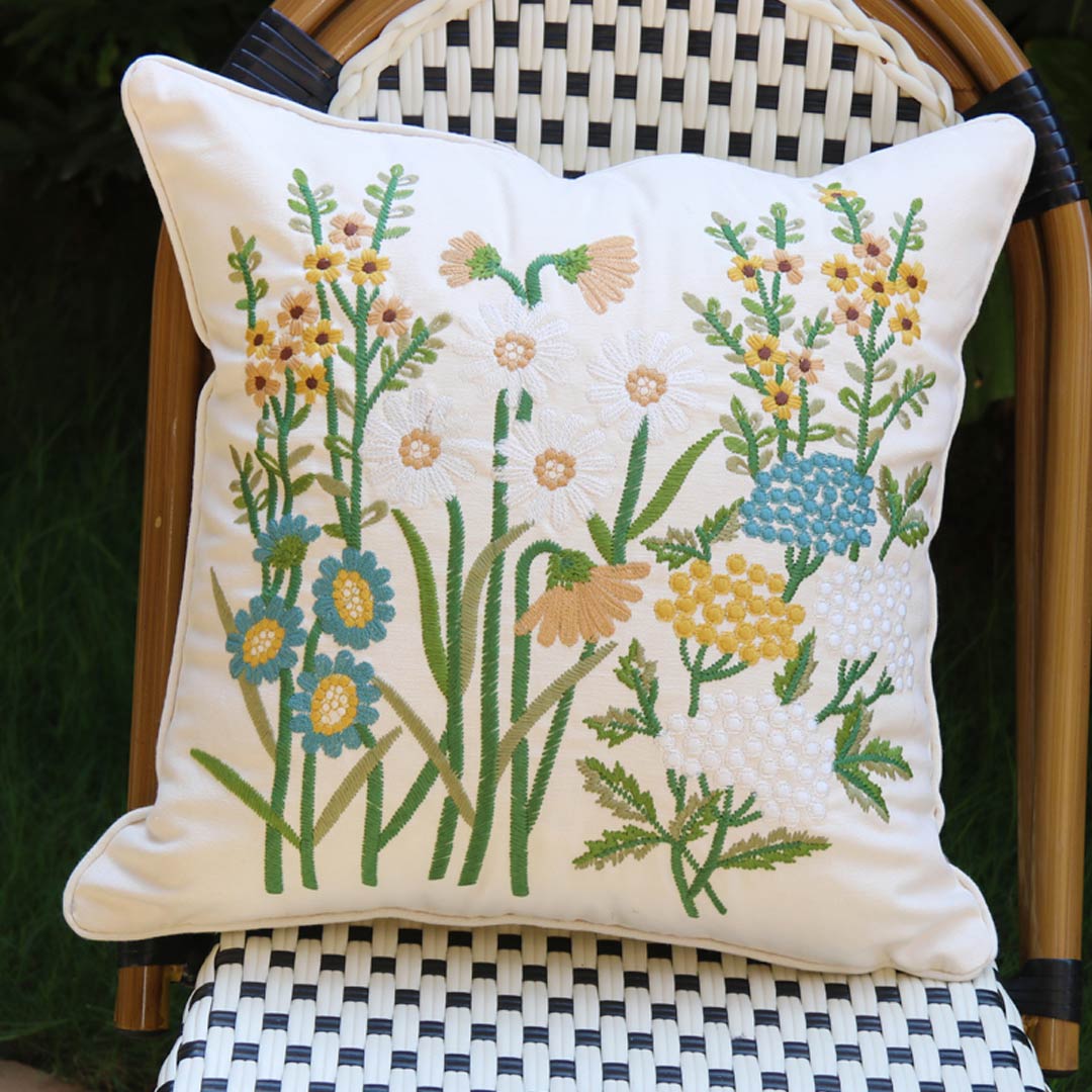 Embroidery Flower/Bird Cushion Covers