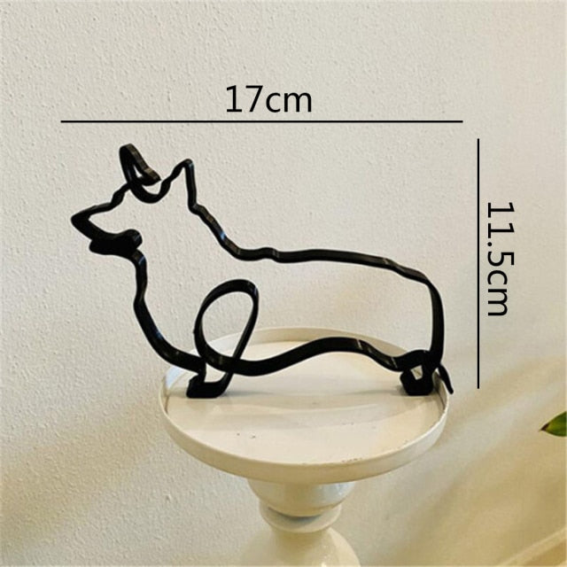 Dog & Cat Line Art Sculpture