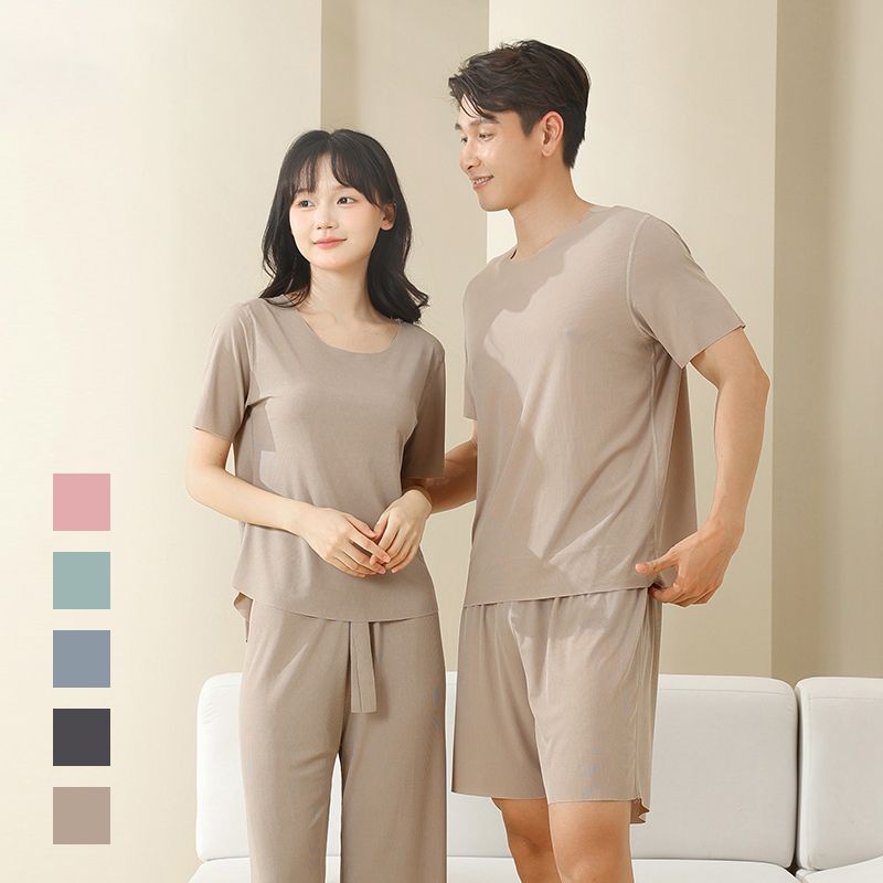 🔥Soft Comfortable Ice Silk Short Sleeve 2-Piece Set