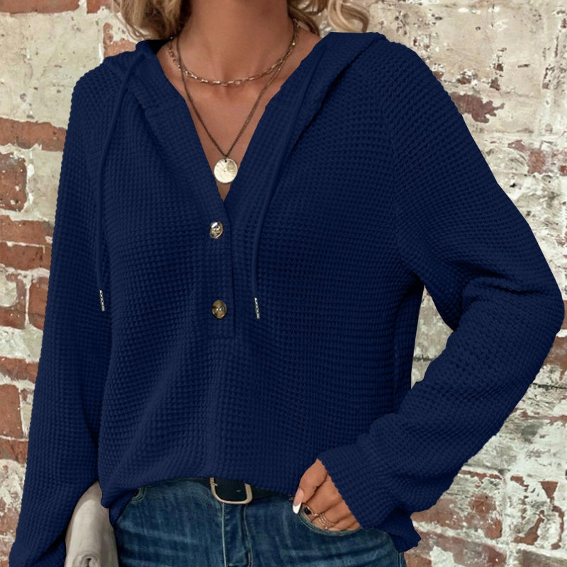 🎁✨Hot sale🔥Women’s Trendy Solid Color Hooded Long Sleeve Top